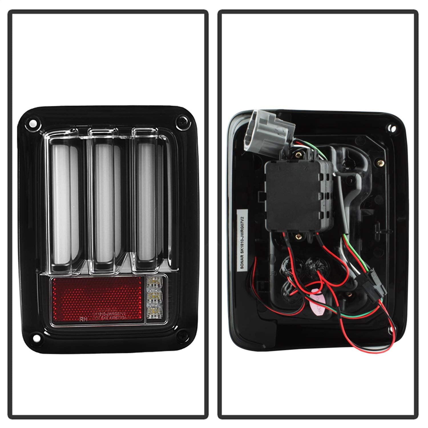 Jeep Wrangler (JK JKU) Spyder 5084774 07-18 Version 2 Light Bar Sequential Turn Signal LED Tail Lights - Black