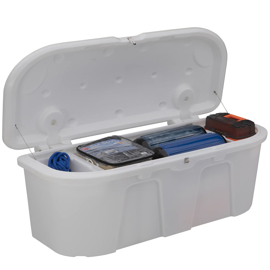 Dock & Patio Storage Box, Taylor Made Stow 'N Go Polyethylene – White (67.75" L x 27.75" W x 26" H) – Durable, UV-resistant construction, stainless steel lockable latch and hardware – 2020108529