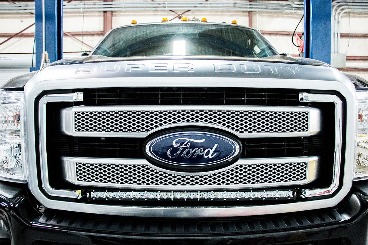 30" Rough Country Black Series Single Row LED Light Bar Grille Kit for Ford SuperDuty (2011-2016)