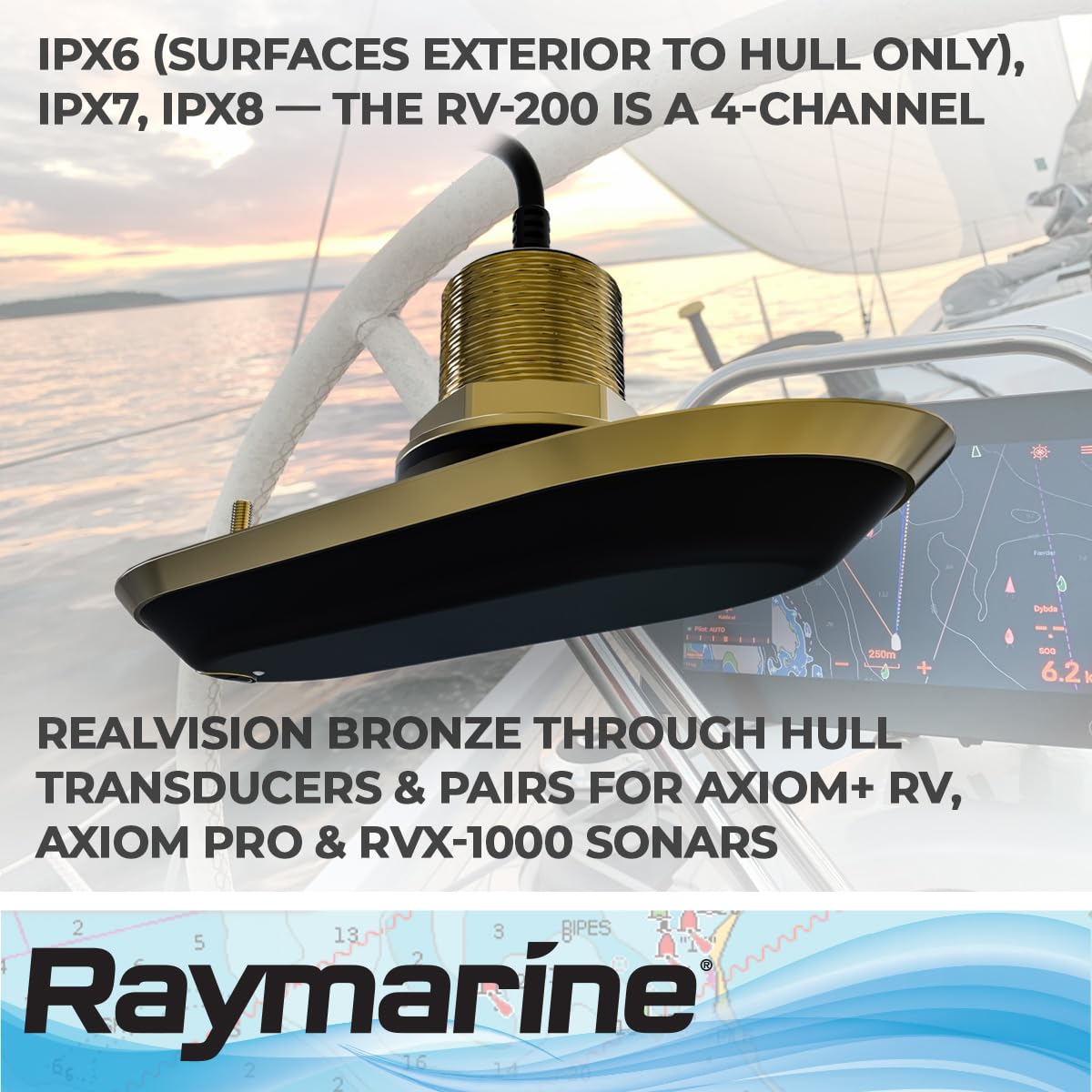 RAYMARINE FLIR T70318 M RV-212 Thru Hull TRNSD, Black, 10"