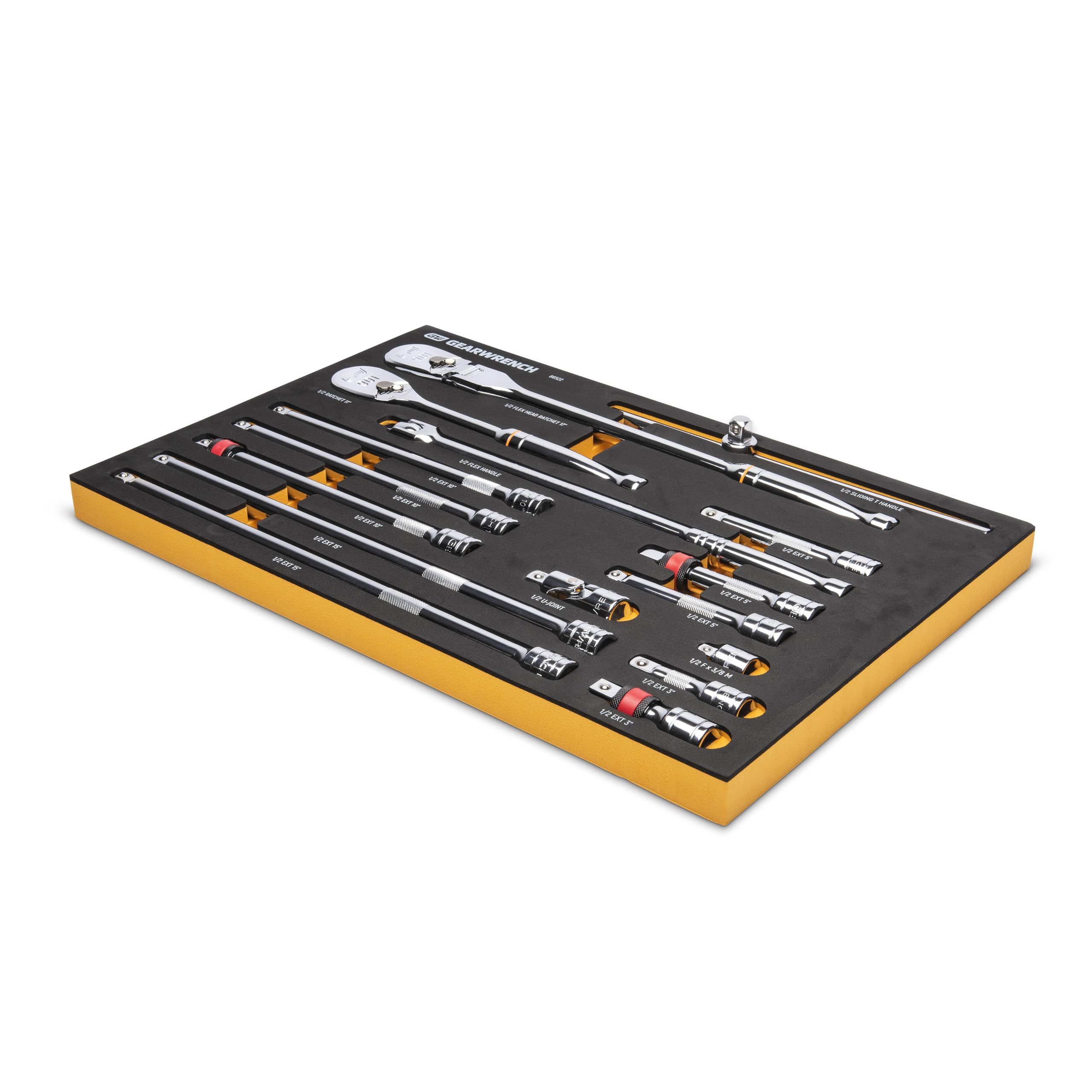 16 Piece GEARWRENCH 1/2" 90T Ratchet & Drive Tool Set with EVA Foam Tray - 86522