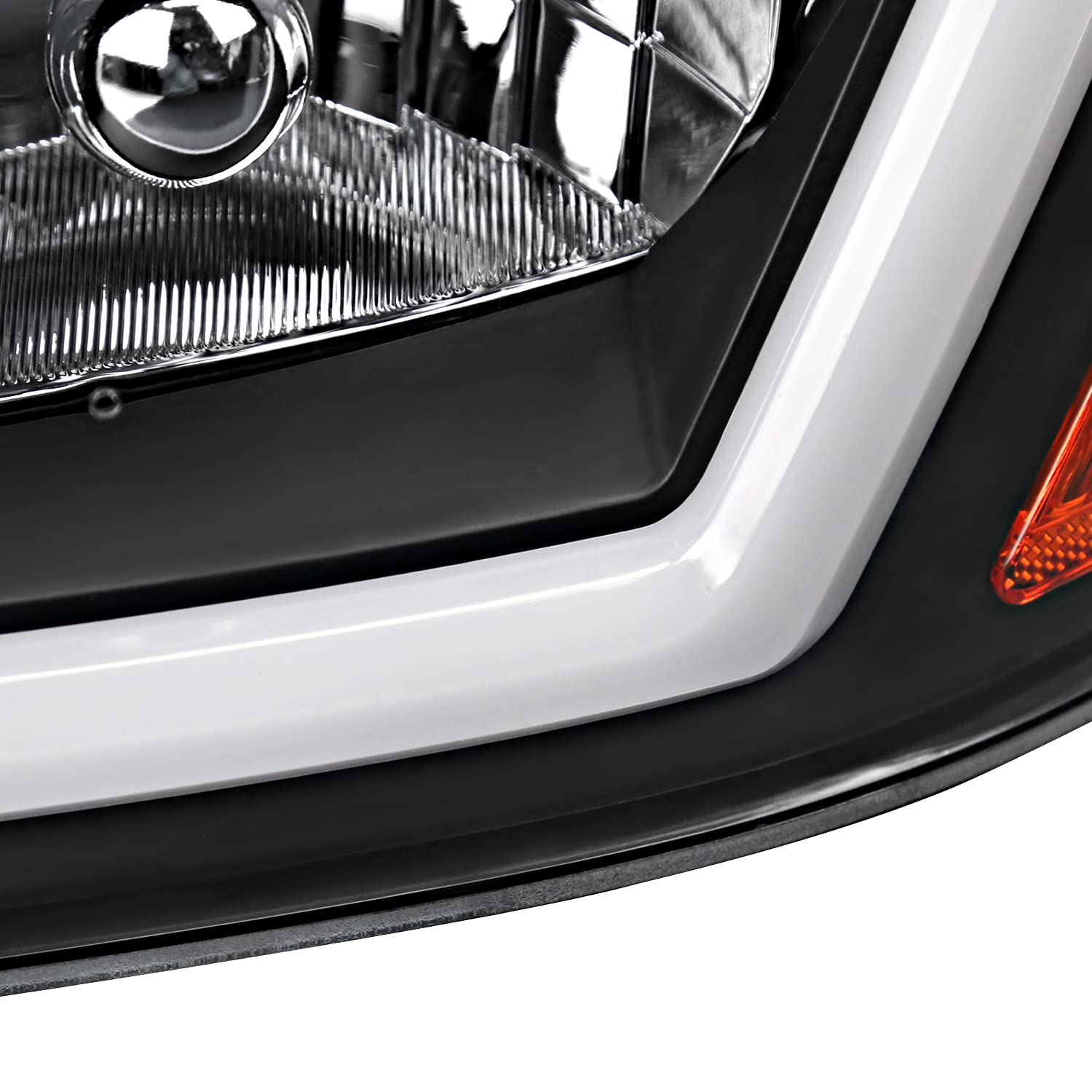 Black LED Tube Headlights SPEC-D TUNING Compatible with 2000-2005 Chevy Impala, Left + Right Pair Headlamps Assembly