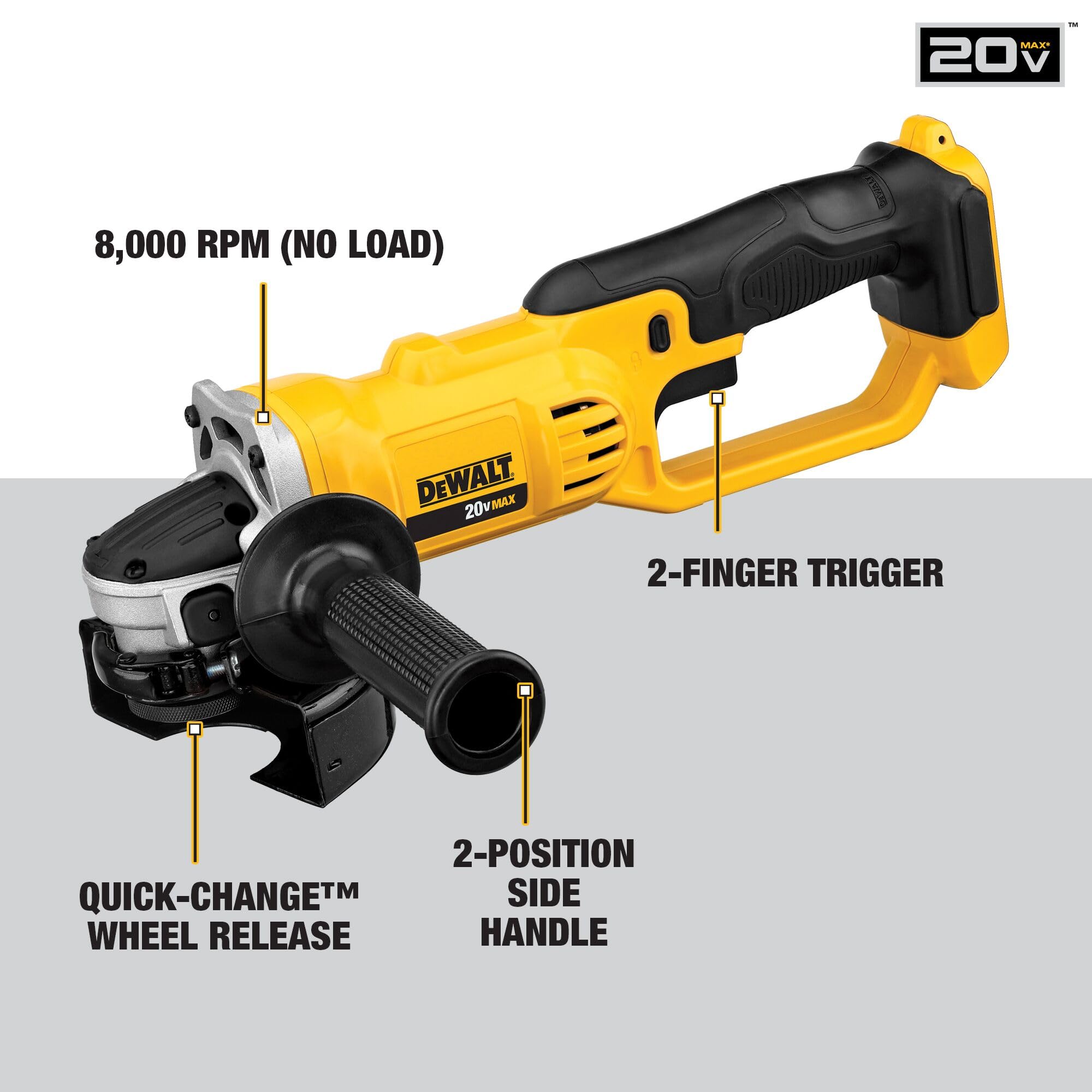 20V MAX* DEWALT Lithium Ion 4-1/2” Grinder (Tool Only) DCG412B