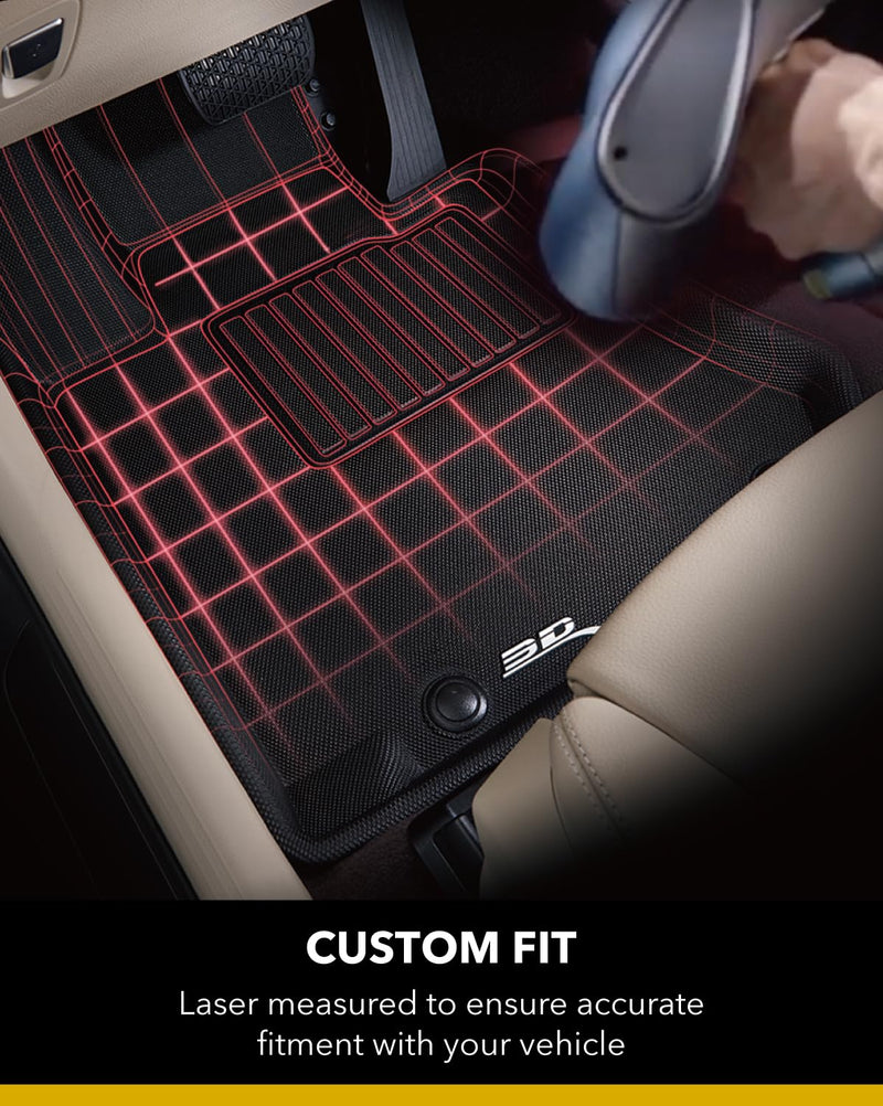 MAXpider 3D Custom Fit Kagu Floor Mat (Black) Compatible with GMC Sierra 1500 Crew Cab 2019-2026 / 2500HD/3500HD Crew Cab 2020-2026 (w/ Bucket Seats, Rear Carpeted Underseat Storage) - Full Set