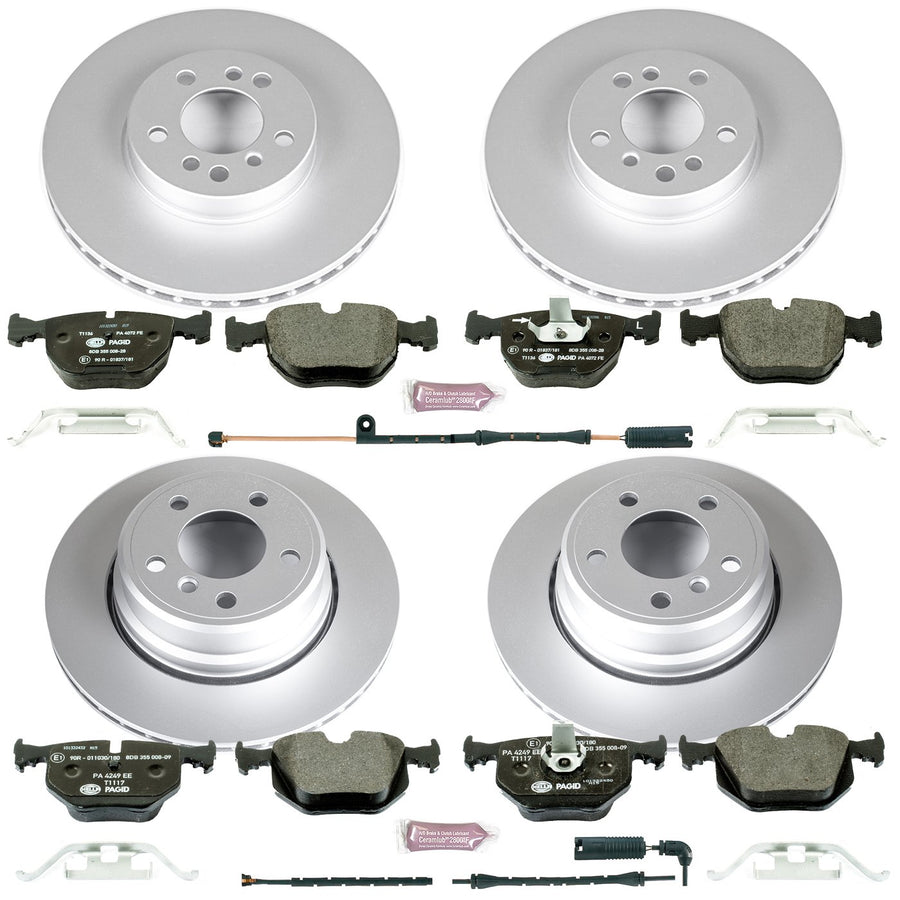 Euro-Stop Power Stop Brake Kit Front and Rear and 1 Front & 1 Rear Sensor Wires For BMW X5 2004-2006 [Model Specific]