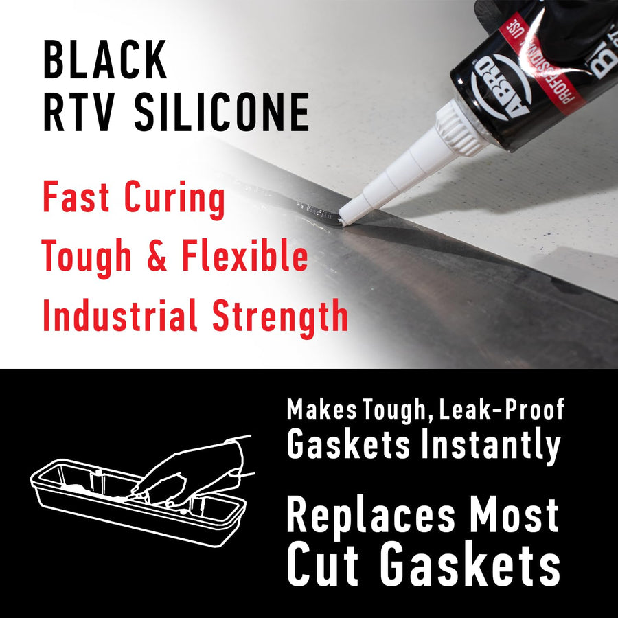 RTV Silicone Sealant and Gasket Maker ABRO: Up to 500 Degree F Heat, High Temp Silicone Sealant, 3 oz/85g Tube - Black