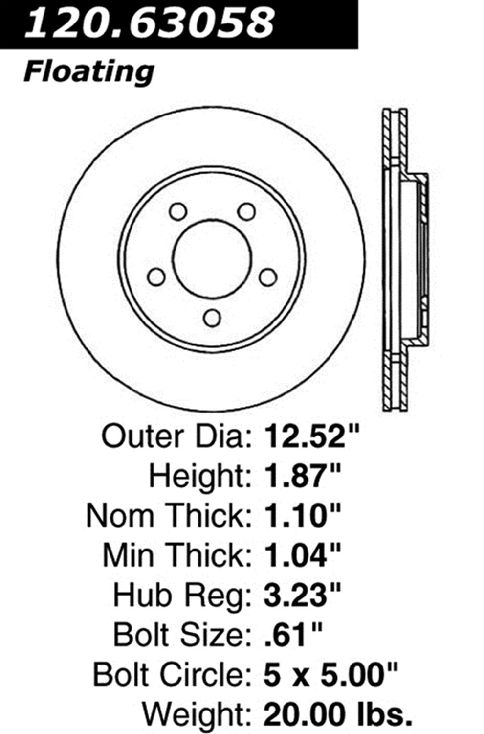StopTech Centric 127.63058L Sport Drilled/Slotted Brake Rotor (Front Left), 1 Pack