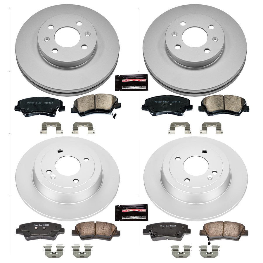 Power Stop Z17 Evolution Geomet Coated Brake Kit Front and Rear For Hyundai Accent 2012-2017, Kia Rio 2012-2017 [Model Specific]