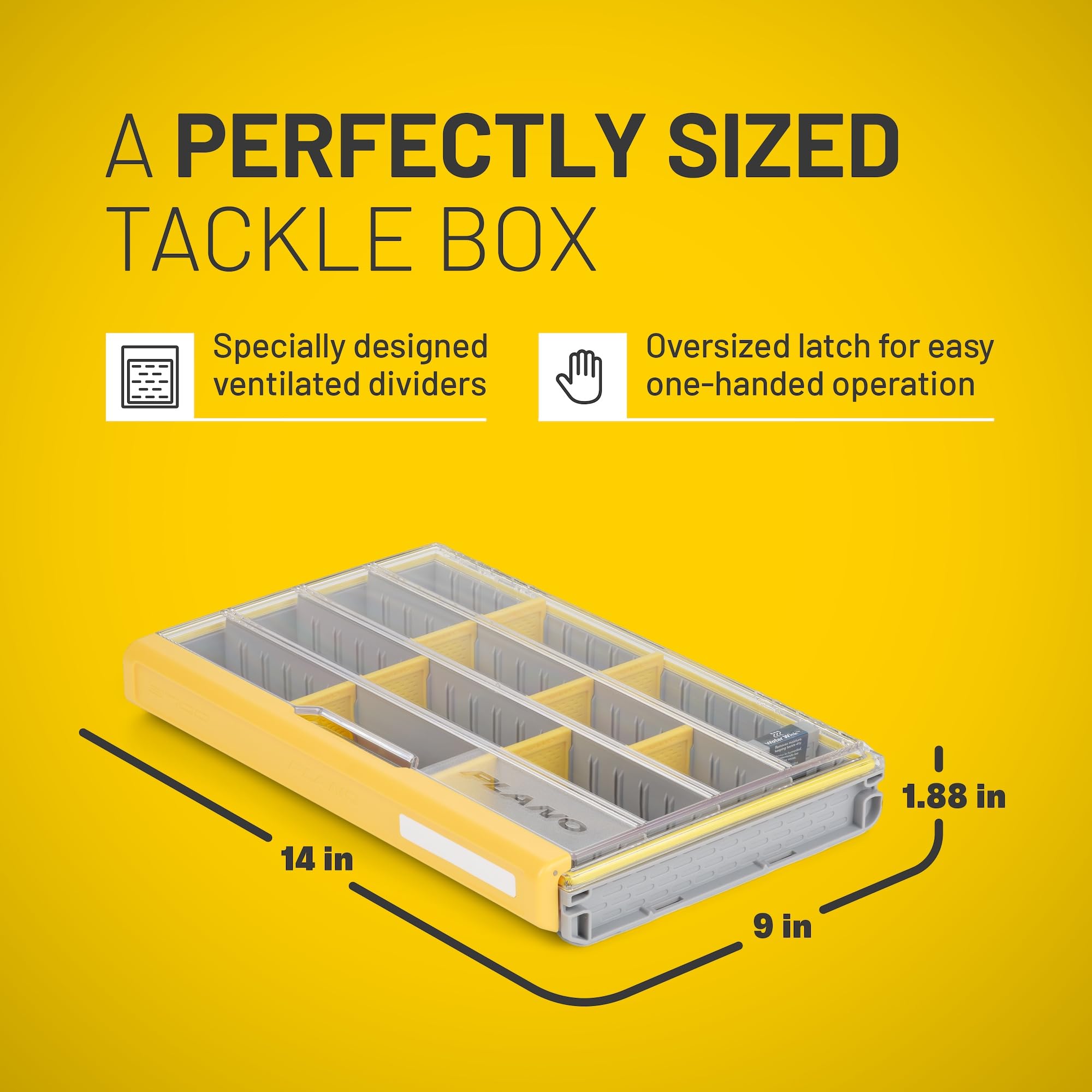 Plano 3700 EDGE Premium Tackle Utility Box, Gray and Yellow, Stackable Organizers, Waterproof, Rust-Resistant Bait and Tackle Storage