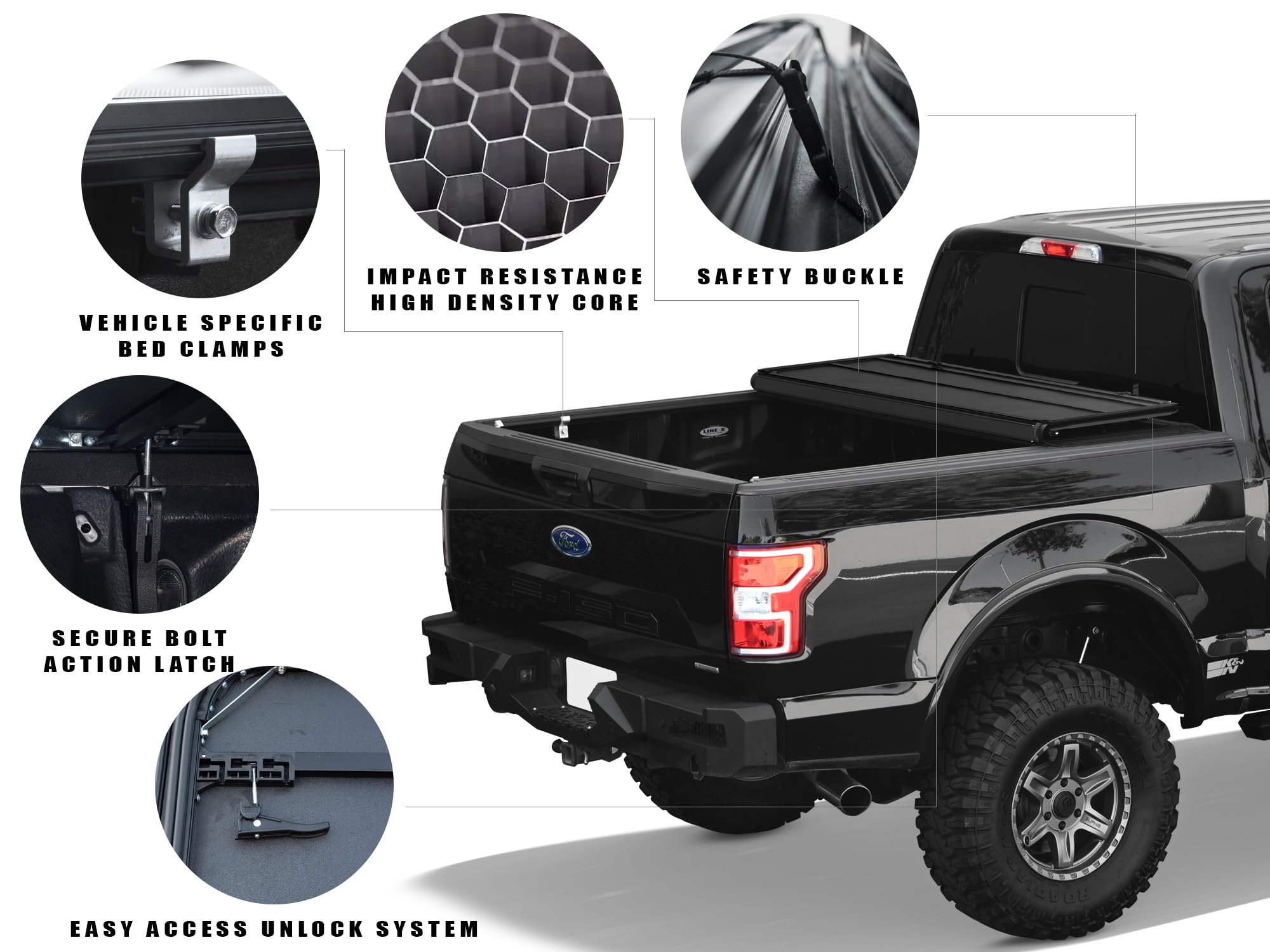 Armordillo TF Series CoveRex Lightweight Soft Vinyl Tri-Fold Truck Bed Tonneau Cover|Compatible with 2024-2025 Toyota Tacoma 5 Ft (60") Short Bed|8735565|Truck Bed Cover