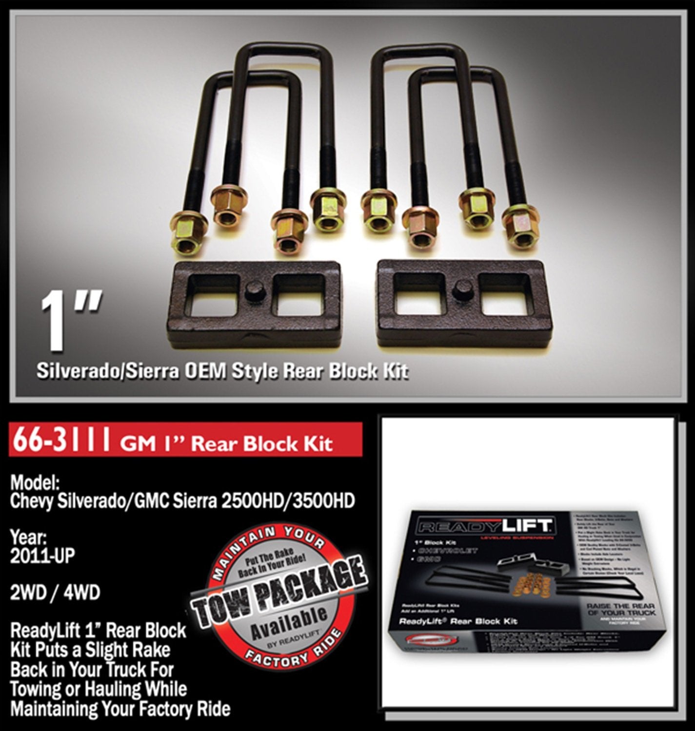 66-3111 ReadyLift 1" Rear Block Kit - GM Silverado/Sierra 2500 HD OEM Style