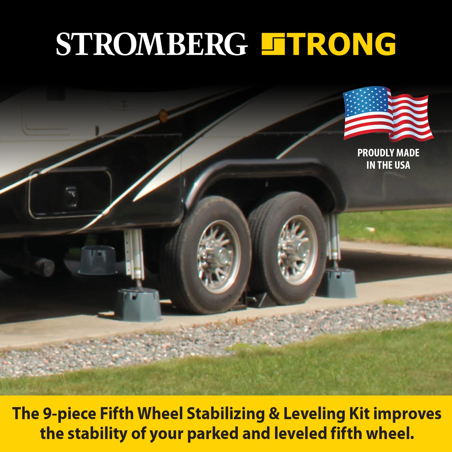 Stromberg Carlson Fifth Wheel Leveler Kit JBP-FWKIT - Heavy Duty RV Stabilizer System with Adjustable Heights for Enhanced Stability and Safety