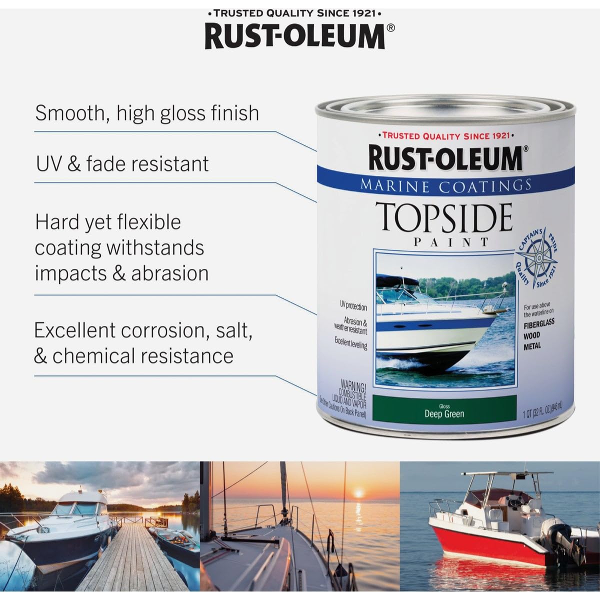 Rust-Oleum Outdoor Marine Coatings Gloss Battleship Gray Topside Paint 1 qt.