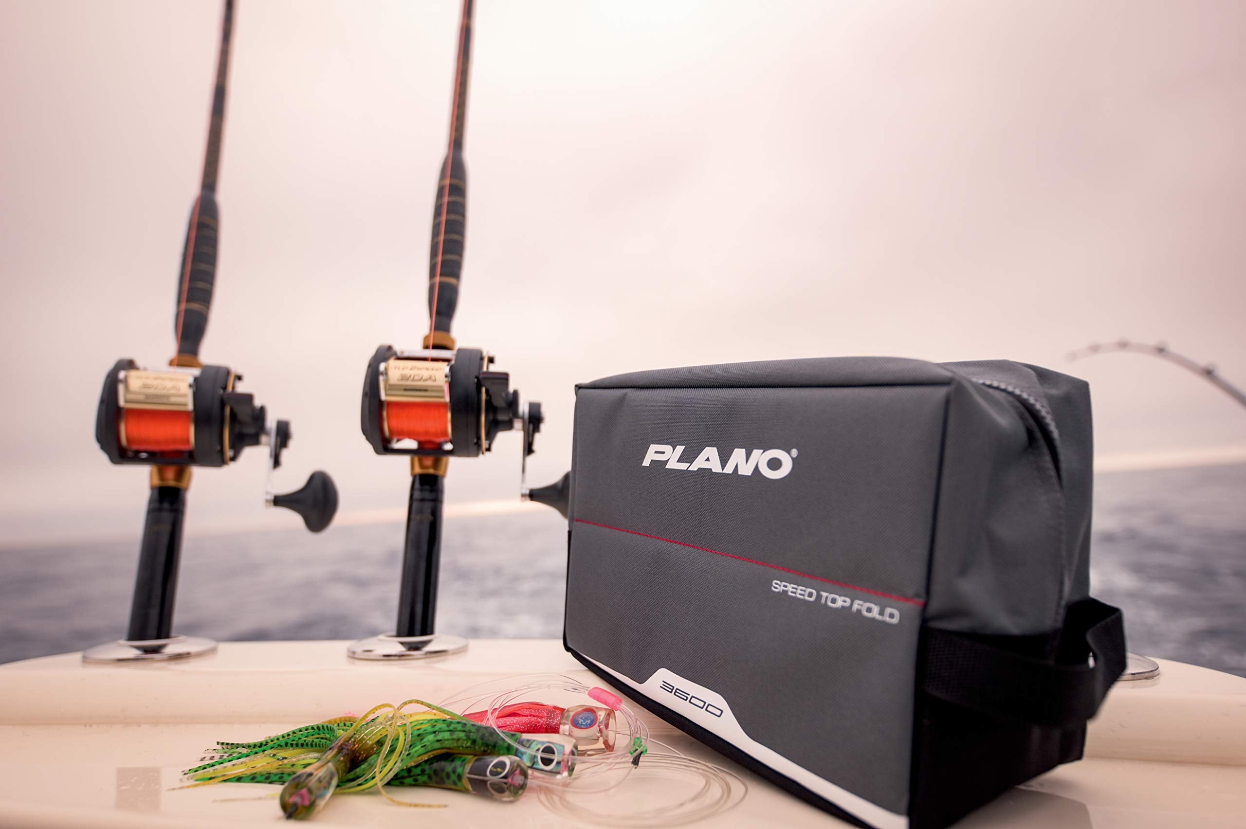 Weekend Series Plano 3600 Fold-Down Speedbag, Gray Fabric, Includes 2 3600 Stowaway Utility Boxes, Fishing Tackle Soft Storage Bag with EZ Label System, Charcoal