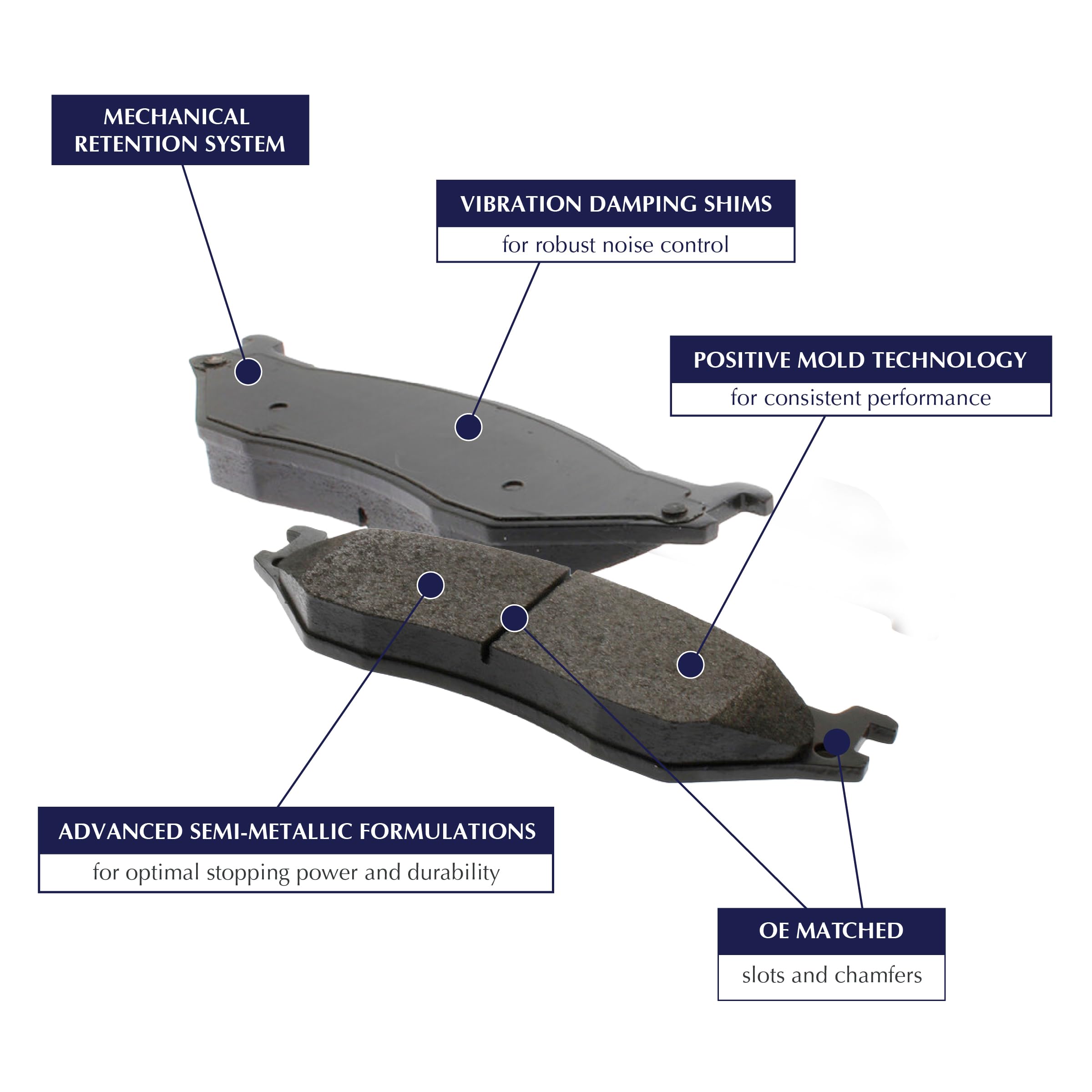 Centric Posi Quiet 105.10940 Premium Ceramic Disc Brake Pad Set For Select Nissan, Chevrolet and Suzuki Model Years