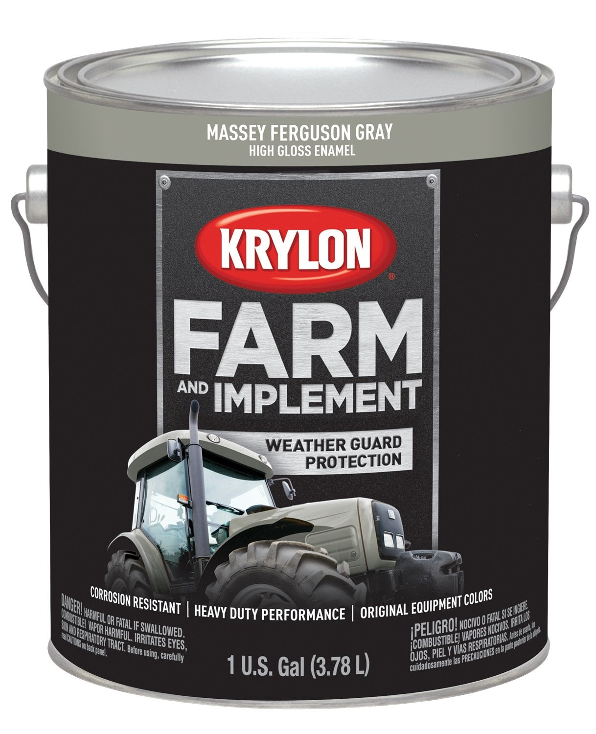 Krylon Farm & Implement K01969000 Brush On-Paint, High Gloss, Massey Ferguson Gray, 1 Gallon