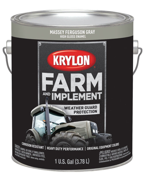 Krylon Farm & Implement K01969000 Brush On-Paint, High Gloss, Massey Ferguson Gray, 1 Gallon