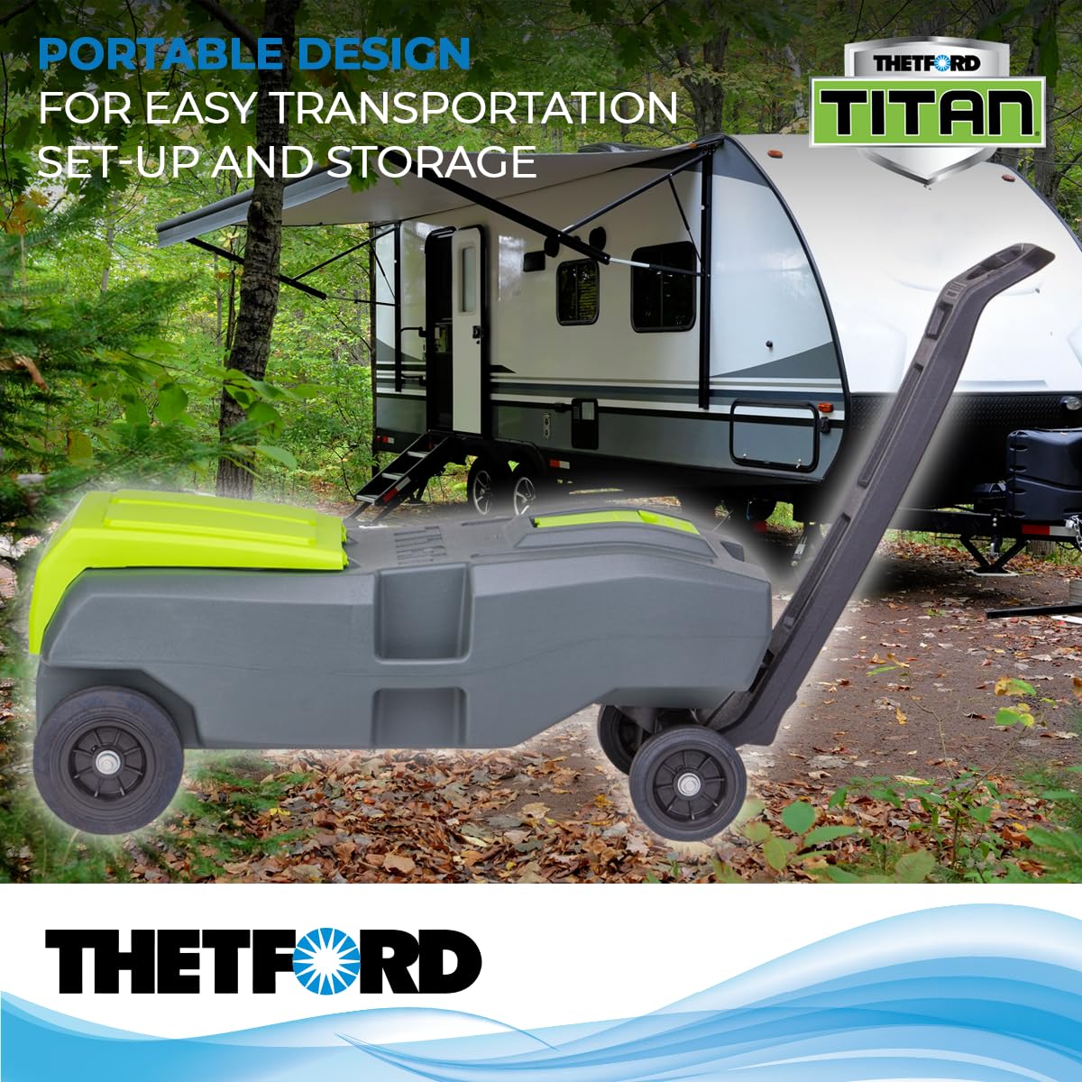 Titan Tote Thetford 40951 4-Wheel - 27 Gallon, Gray