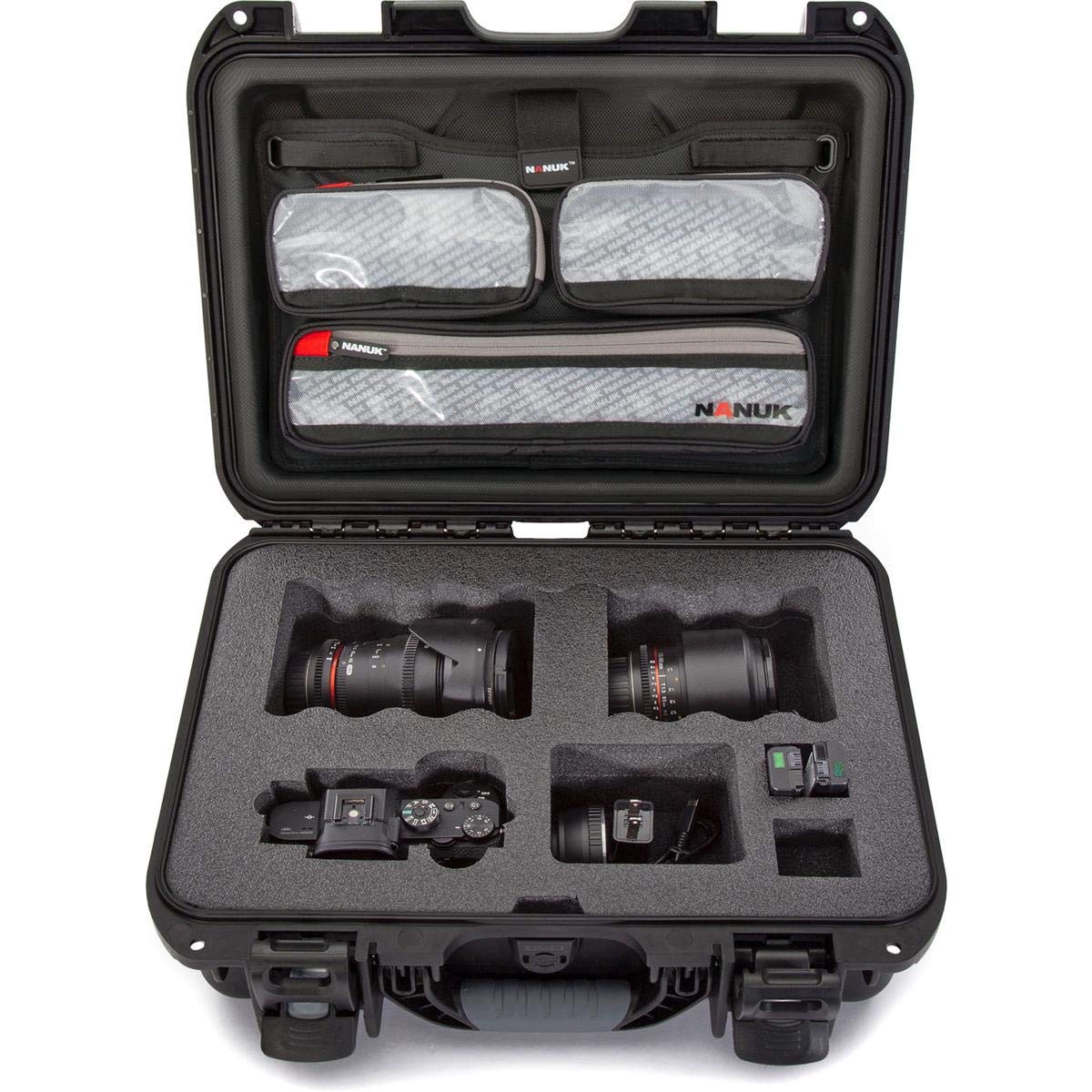 Waterproof Nanuk 920 Hard Case with Lid Organizer for Sony a7R Size Camera - Black
