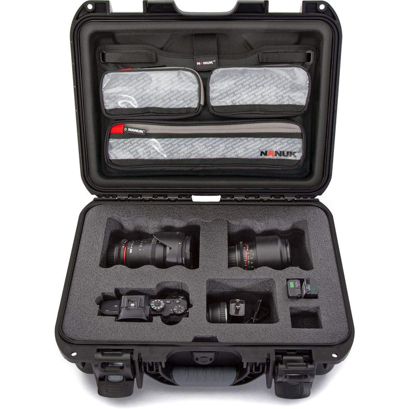 Waterproof Nanuk 920 Hard Case with Lid Organizer for Sony a7R Size Camera - Black