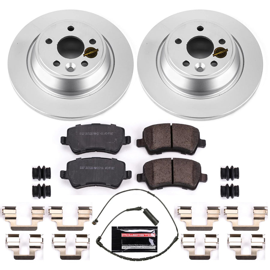 Coated Brake Rotor and Ceramic Brake Pads Power Stop CRK6293- Rear For Land Rover Range Rover Evoque 2012-2015 [Vehicle Specific]