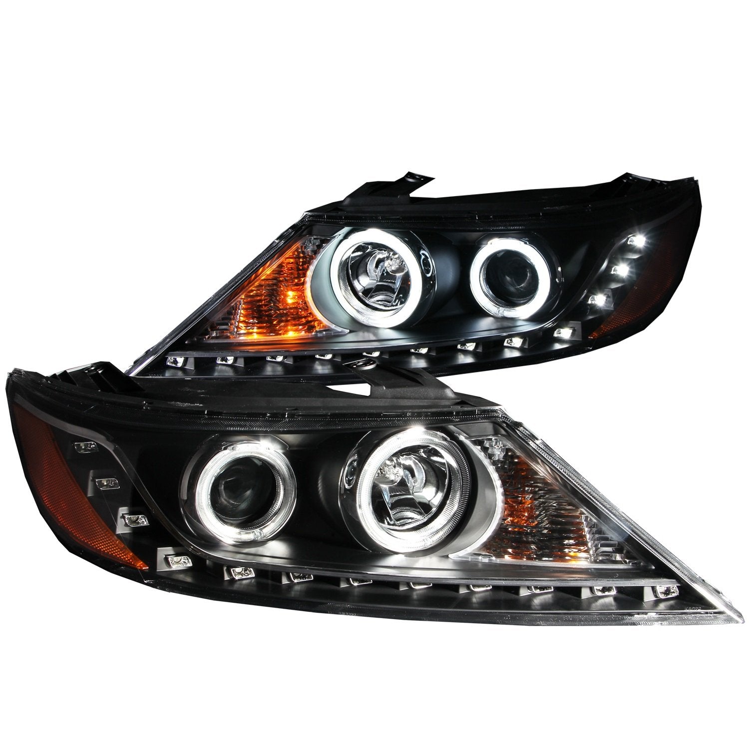 Halogen Projector Headlight AnzoUSA 111248 for Kia Sorento Black/Clear/Amber