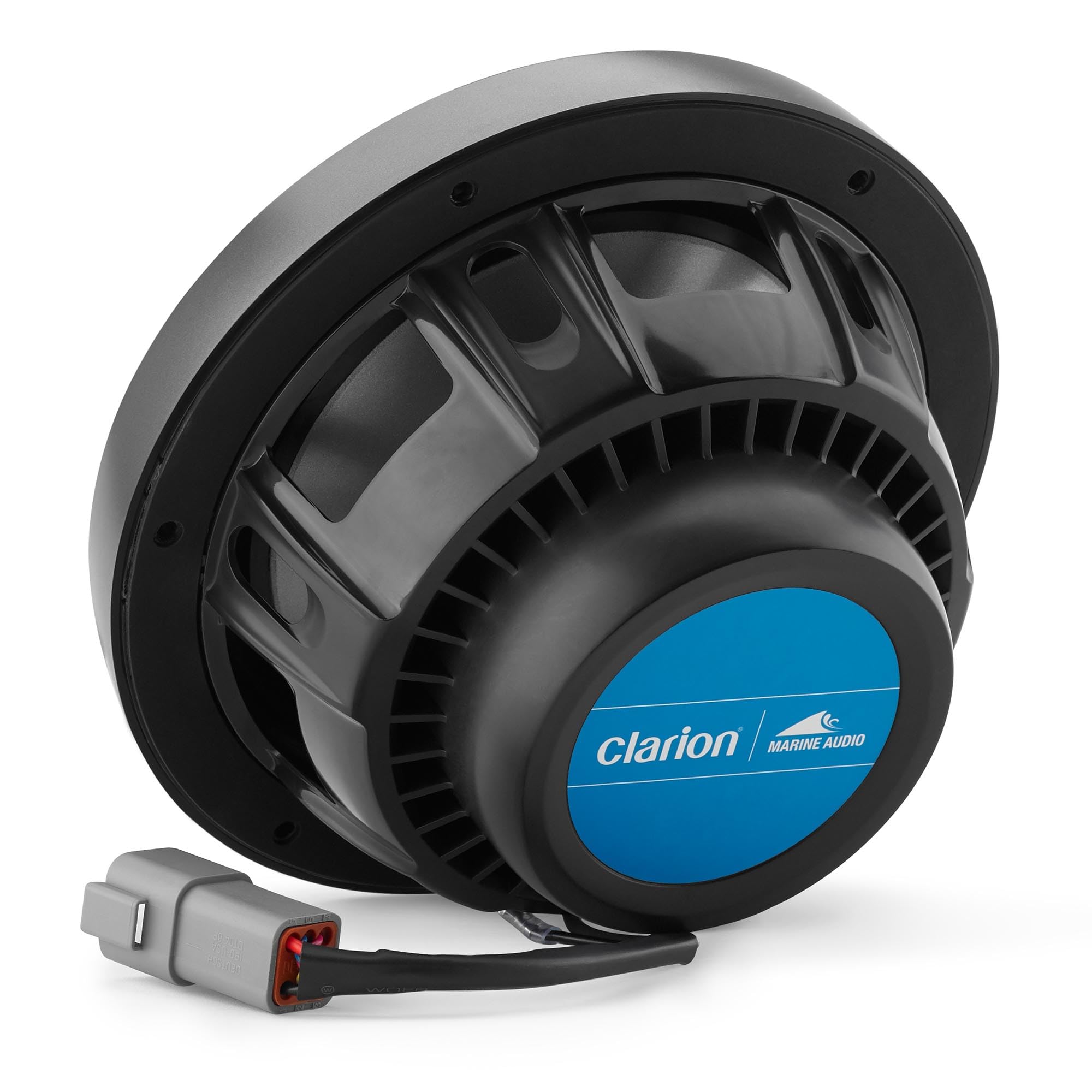 Clarion 7.7-inch CMSP-771RGB-SWG Premium Coaxial Marine Speakers with Built-in RGB Illumination, 60W RMS, with White & Gray Metallic Grilles