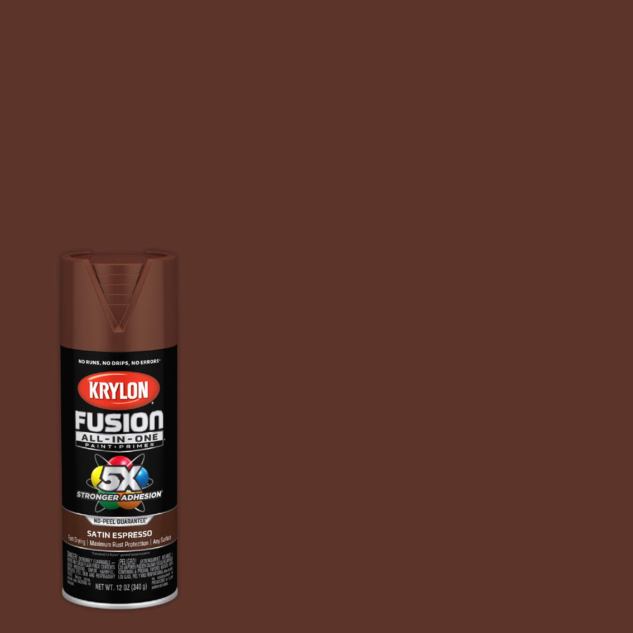 Fusion Krylon All-In-One Adhesive Spray Paint for Indoor/Outdoor Use, 12 oz, Espresso
