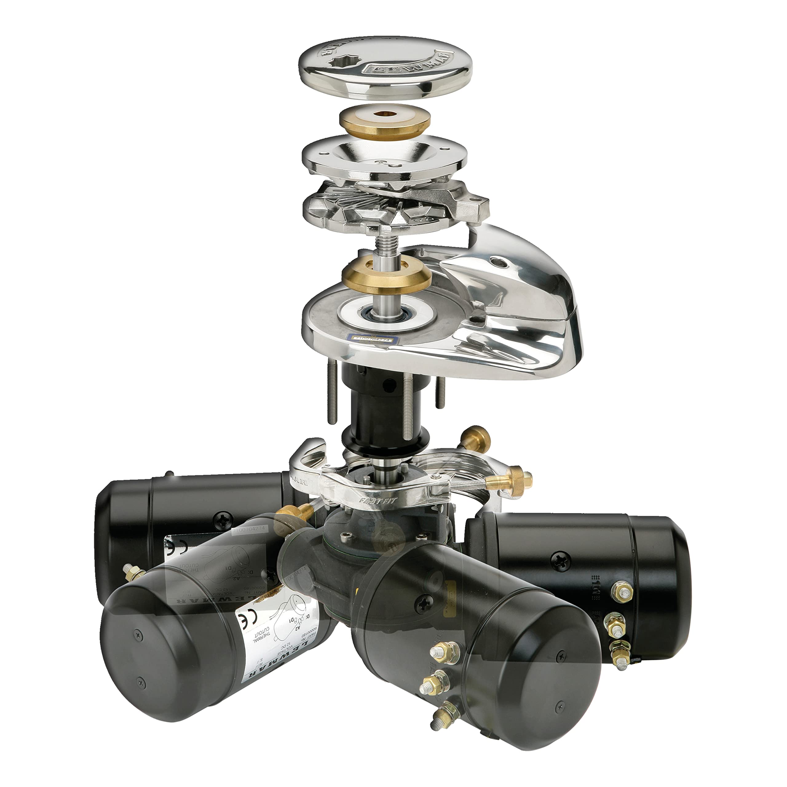 Lewmar 12V/700-Watt V2 Only Gypsy for Electric Power/Sailboats 30'-40' with Stainless Steel FastFit, Fits 5/16" G4 Chain, Max Pull 1,875 lbs. - 2020201194