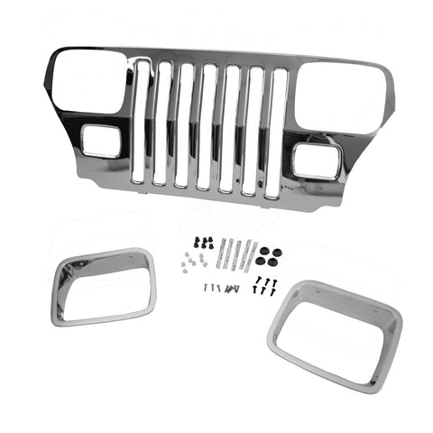 12033.06 | Omix-Ada | Chrome Grille Overlay, OE Reference: 82200727 | Fits 1987-1995 Jeep Wrangler YJ