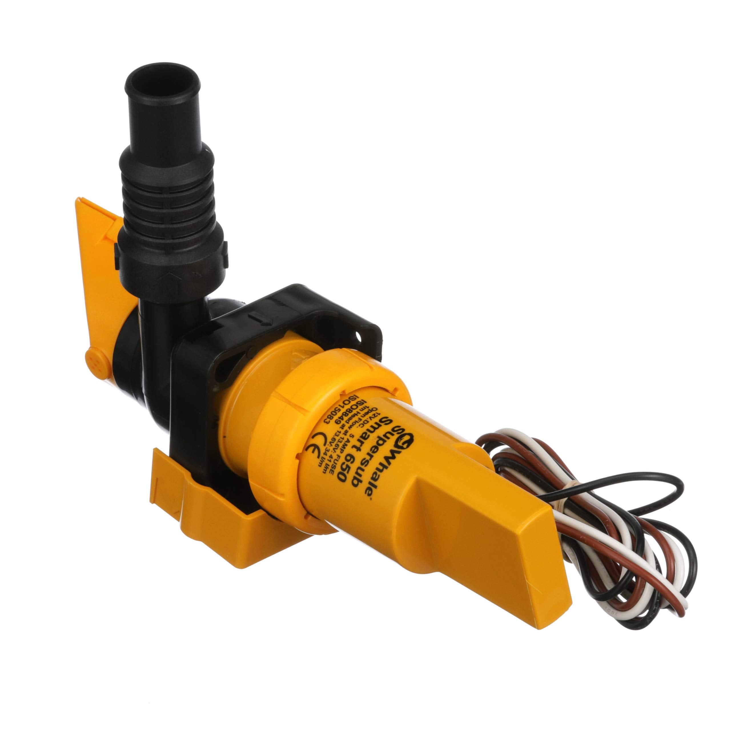 Whale Supersub Smart 650 Electric Bilge Pump, Suitable for Fresh or Salt Water Use, 12V DC, 3.4 Amps, Open Flow Rate of 650 GPH @ 13.6V DC, 16 AWG Wire, ¾-Inch and 1-Inch Hose Connections