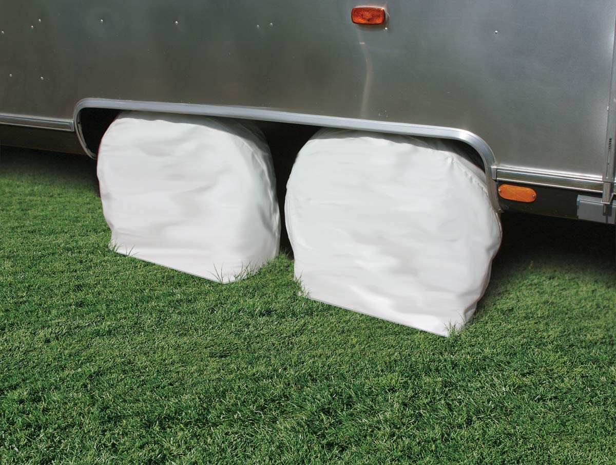 Vinyl Wheel & Tire Protector Camco 45321, 2 Pack (24 inches-26 inches, White)