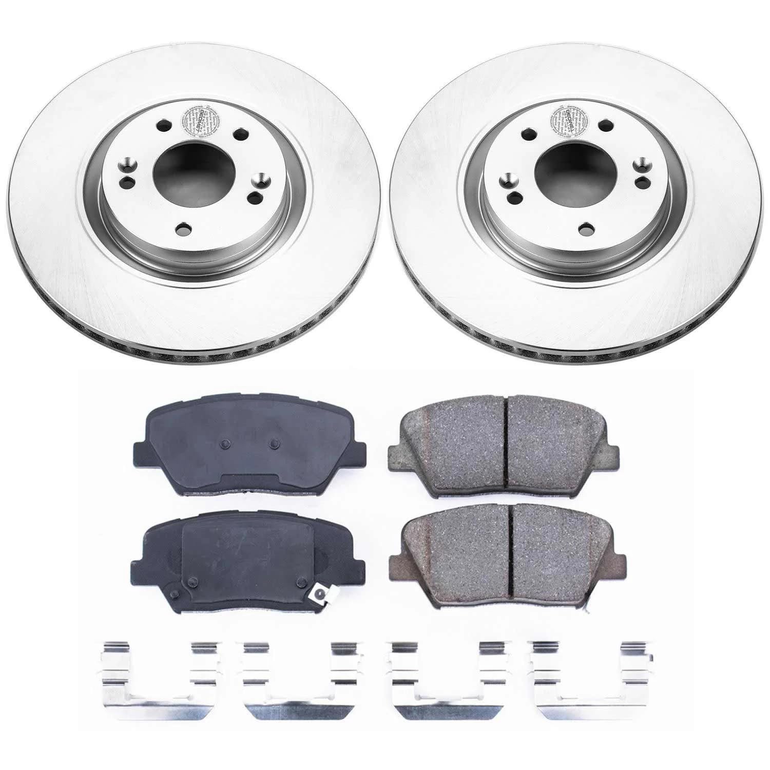 Power Stop Coated CRK6764 Brake Rotor and Ceramic Brake Pads- Front For Hyundai Azera 2012-2017 [Model Specific]