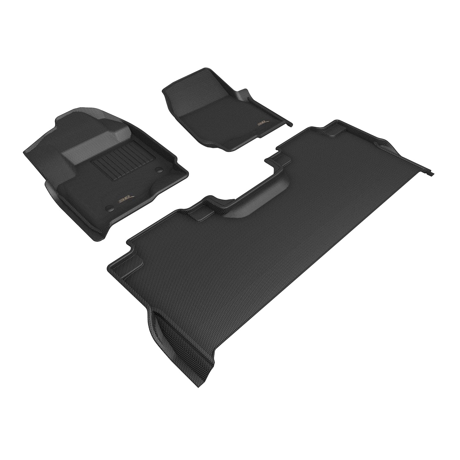 3D MAXpider Kagu Custom Fit Floor Mat (Black) Compatible with Ford F-250/350/450 Crew Cab 2023-2026 (w/Bucket Seats, Underseat Storage) - Full Set