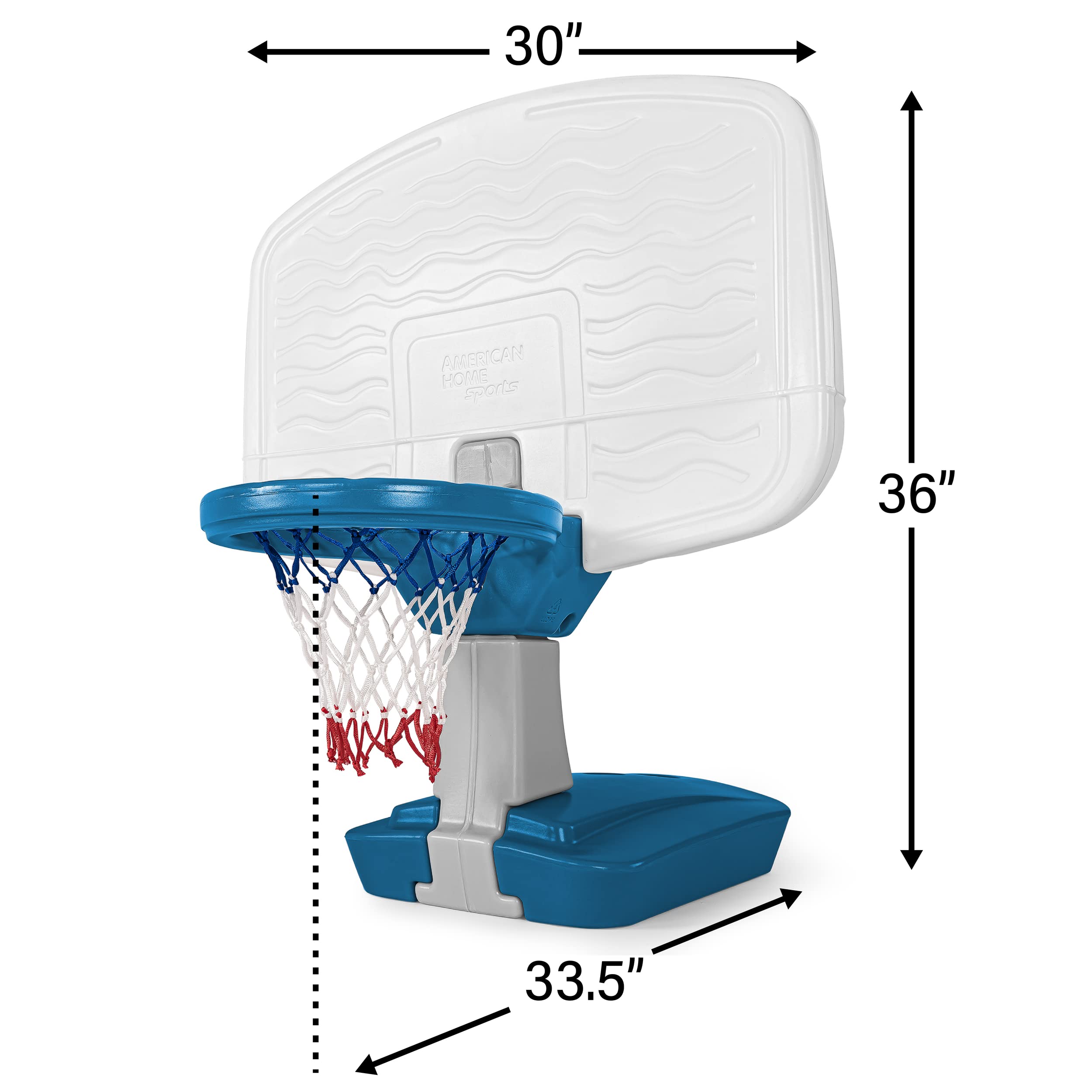 Simplay3 Basketball Hoop Pooltime Game Set for Swimming Pools, Includes Ball, Pump and Net- Blue, Ages 8+, Made in The USA