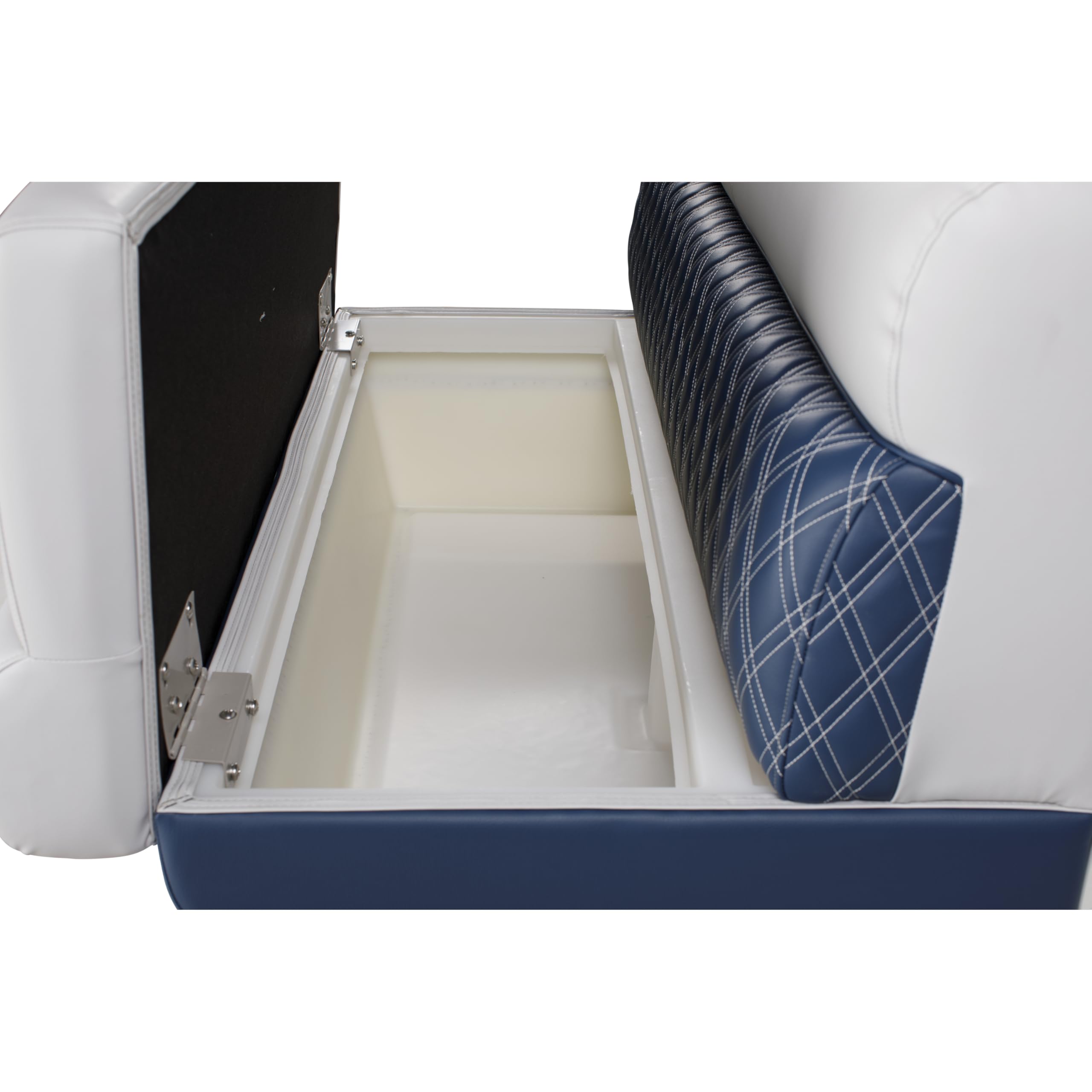 Lippert 48" Straight Sunset Collection Pontoon Bench Seat, Contoured Foam Cushioning, Durable Marine-Grade Vinyl, Built-In Dry Storage, Poly Frame, 48"L x 28"W x 30"H - 2024021395