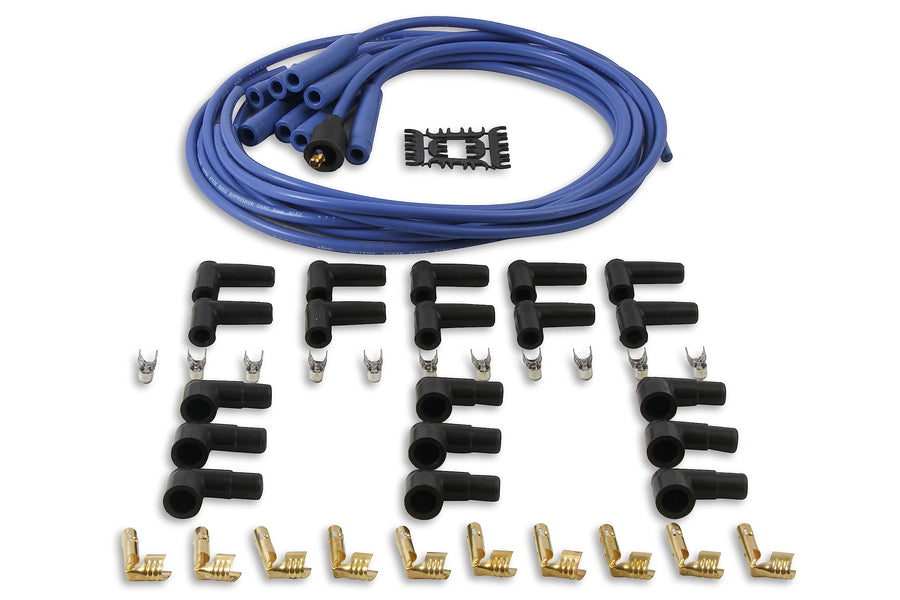 Spark Plug Wire Set- ACCEL 4040B 8mm - Blue Wire with Blue Straight Boots