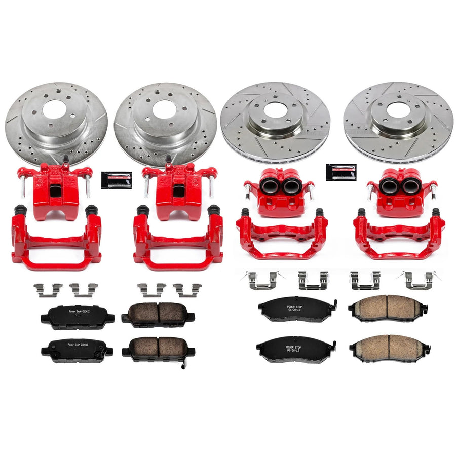 Z23 Power Stop (KC114) Evolution Sport Brake Kit with Calipers, Front and Rear For INFINITI G35 2005-2007, Nissan 350Z 2006-2009 [Model Specific]