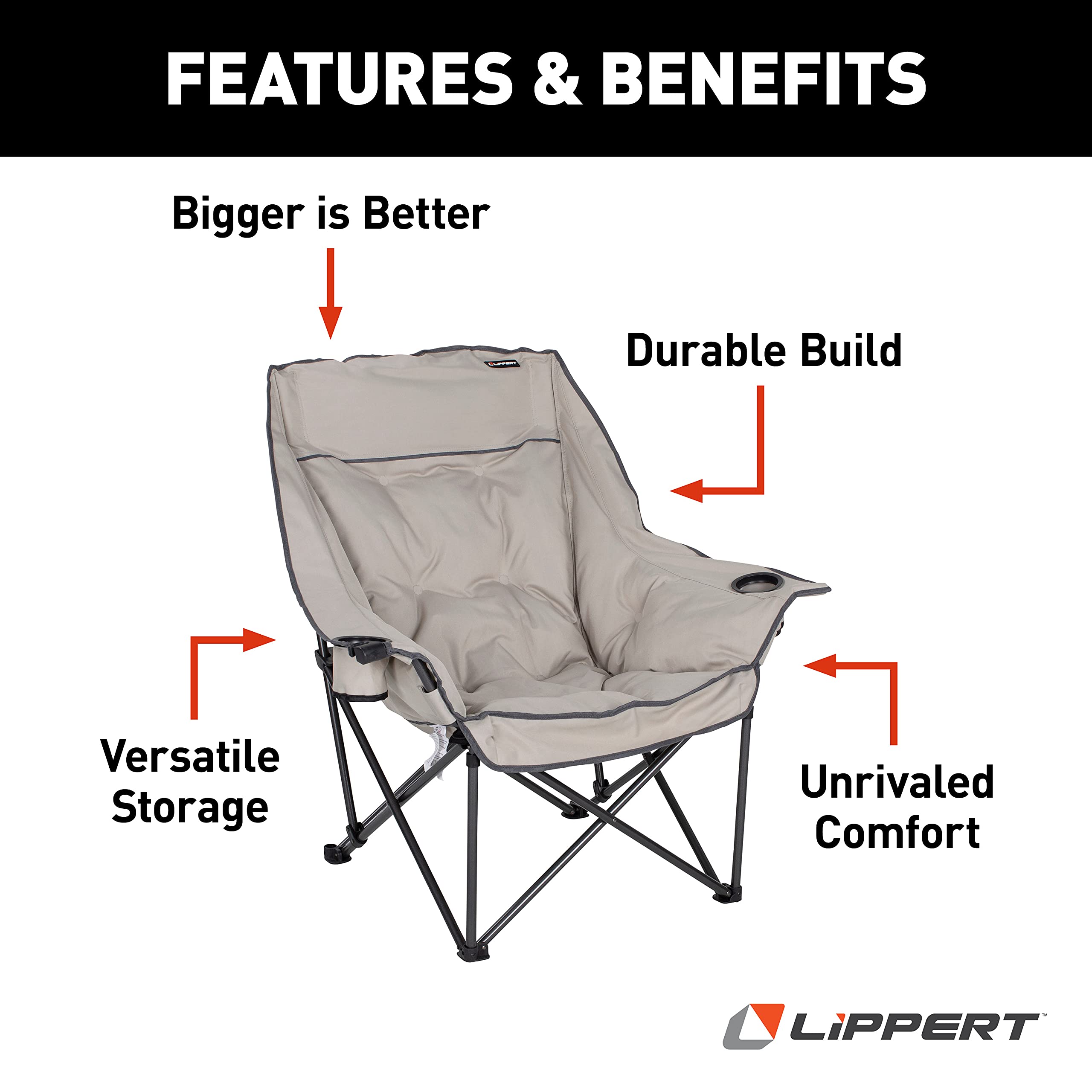 Big Bear Camping Chair Lippert Components 2021128653 - Sand