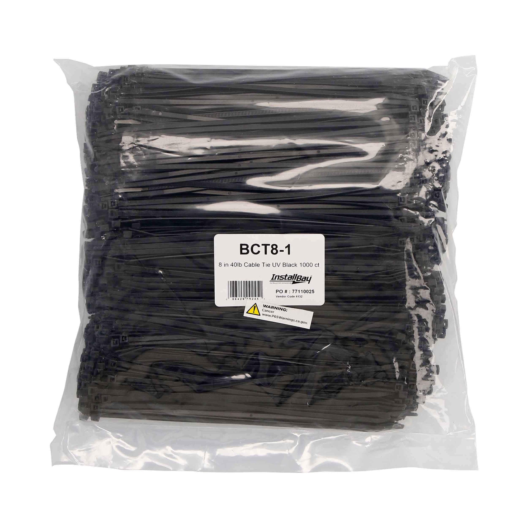 BCT8 Install Bay 8-Inches Cable Tie 40 Pound - 100 Pack (Black)