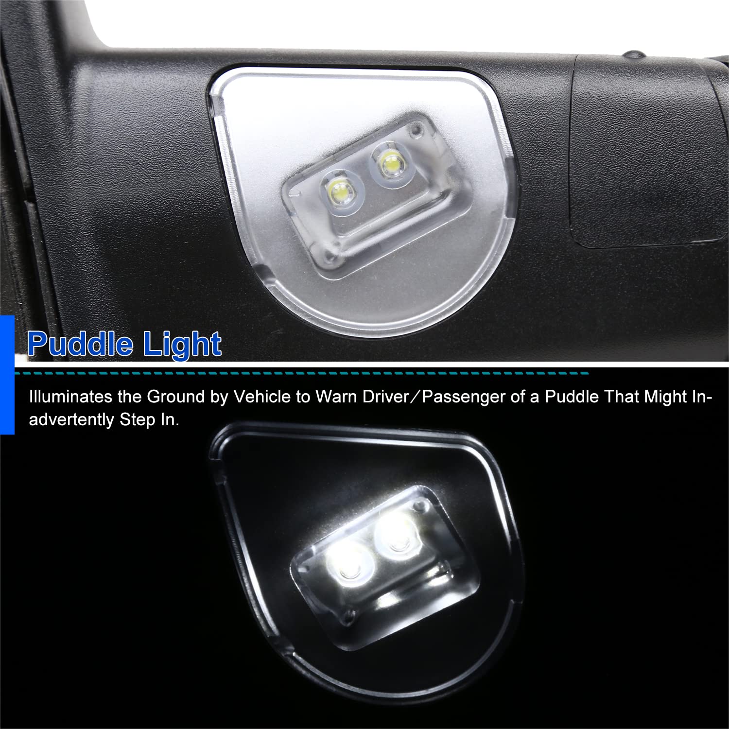 Spec-D Tuning Auto Fold Power Heated Tow Mirrors+LED Puddle Lamps+Turn Signal Compatible with Dodge Ram 1500 2009-2012