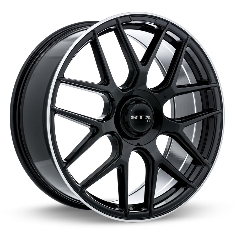 Custom RTX LEONBURG Wheel - 20x8.5, 38 Offset, 5x112 Bolt Pattern, 66.6mm Hub - Gloss Black with Machined Face Rim