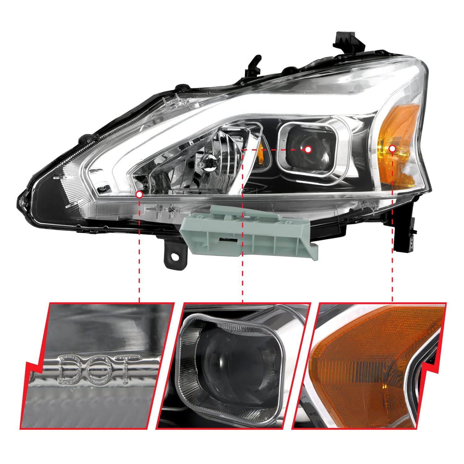 Chrome Anzo LED DRL Bar Projector Headlights