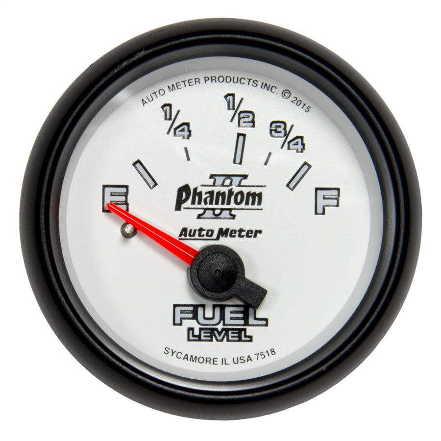 Fuel Level AutoMeter 7518 Gauge, 2 1/16", 16Ωe to 158Ωf, Elec, Phantom Ii