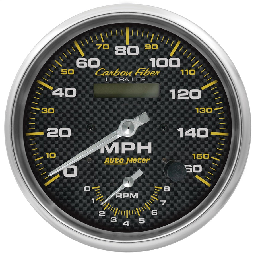 Auto Meter Gauge 4878, Tach/Speedo, 5", 160Mph & 8K RPM, Elec. Program., Carbon Fiber