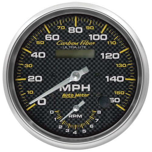 Auto Meter Gauge 4878, Tach/Speedo, 5", 160Mph & 8K RPM, Elec. Program., Carbon Fiber