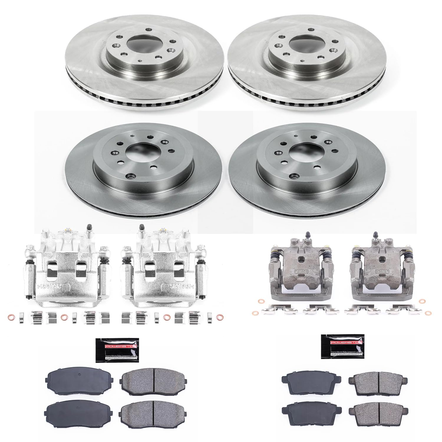 Power Stop KCOE5879A Brake Kit Stock Replacement with OE Calipers- Front & Rear For Mazda CX-9 2011-2015 [Model Specific]
