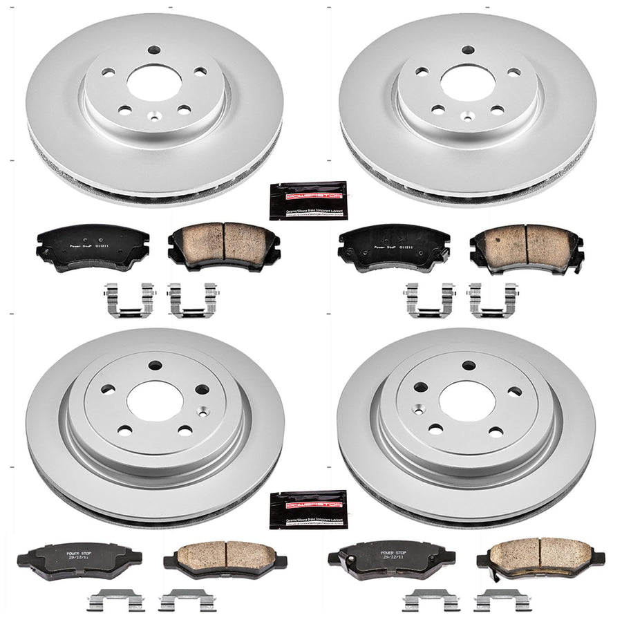 Power Stop Coated CRK2816 Brake Rotor & Ceramic Brake Pads- front & rear For Chevrolet Camaro 2010-2015 [Model Specific]