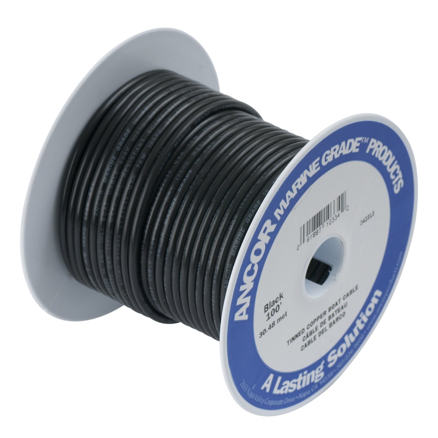 111002 Ancor Tinned Copper Wire, 8 AWG (8mm2), Black - 25ft