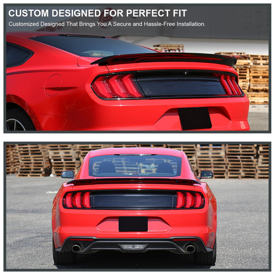 Track Pack Style Glossy Black Spec-D Tuning ABS Rear Trunk Spoiler Compatible with 2015-2022 Ford Mustang GT Models